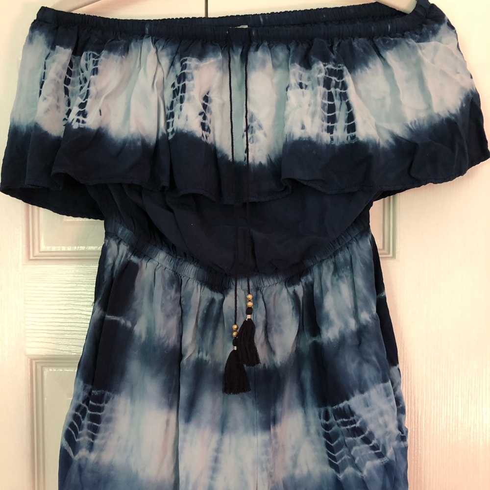 Off-the-shoulder tie-dye romper